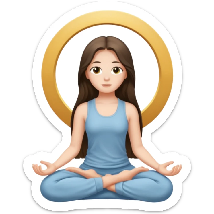pretty white brunette teen long hair with hazel eyes meditating sticker