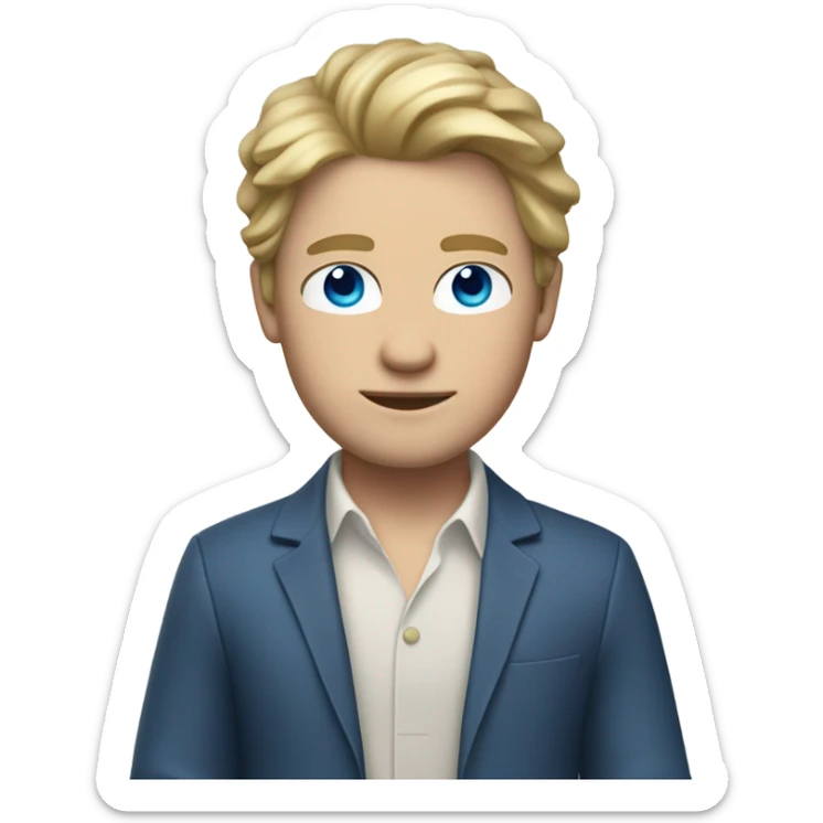 do a white skin man with dirty blond hair and blue eyes full body arms legs and a chic outfit  sticker