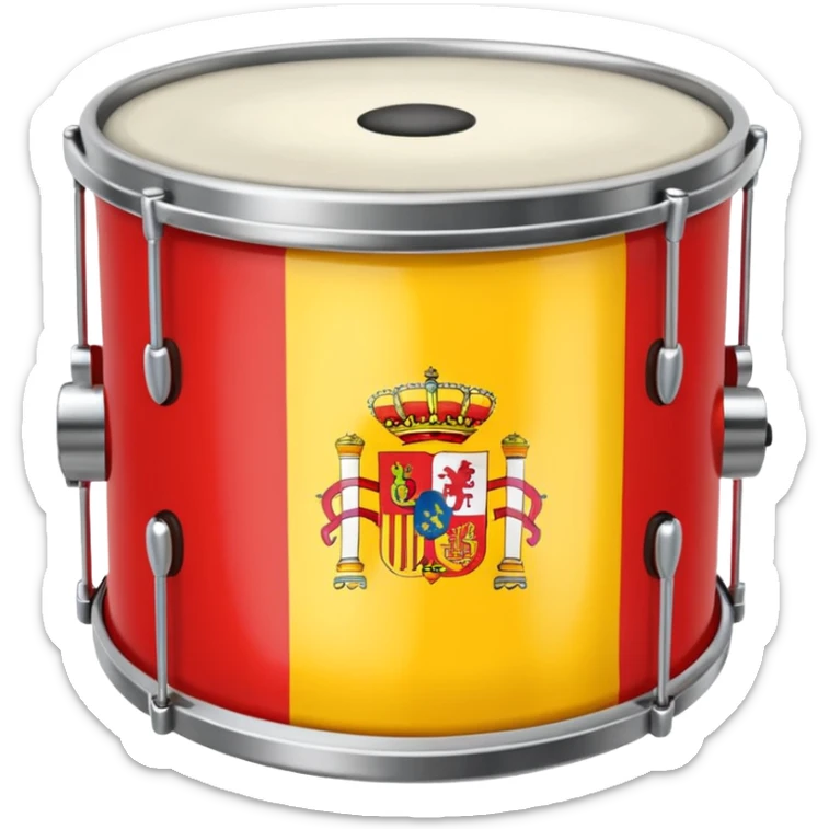 Quiero un emoji que sea un tambor de metal con la bandera de España  sticker