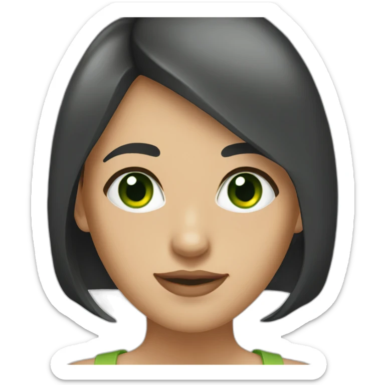 young-woman-with-dark-straight-hair-and-green-eyes sticker