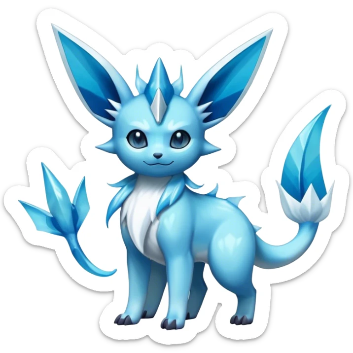 Shiny Cool Glaceon-Vaporeon-Fakemon-hybrid-fusion- full body sticker
