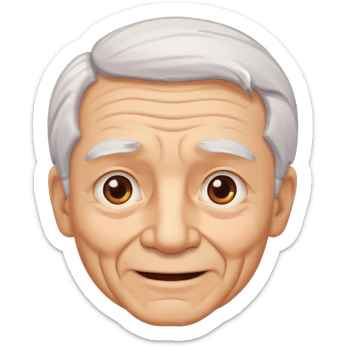 Abuelo hombre, ojos cafés, muchas arrugas, aspecto feliz, el pelo debe ser blanco no morado. sticker