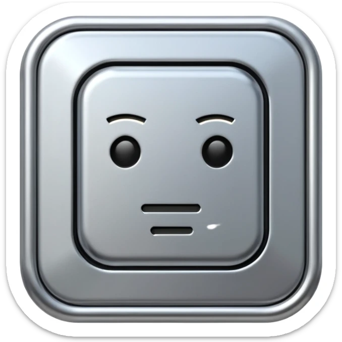 A futuristic microchip emoji made of polished silver chrome, minimal circuit details, smooth metallic surface, soft lighting, iOS emoji style, centered, clean white background sticker