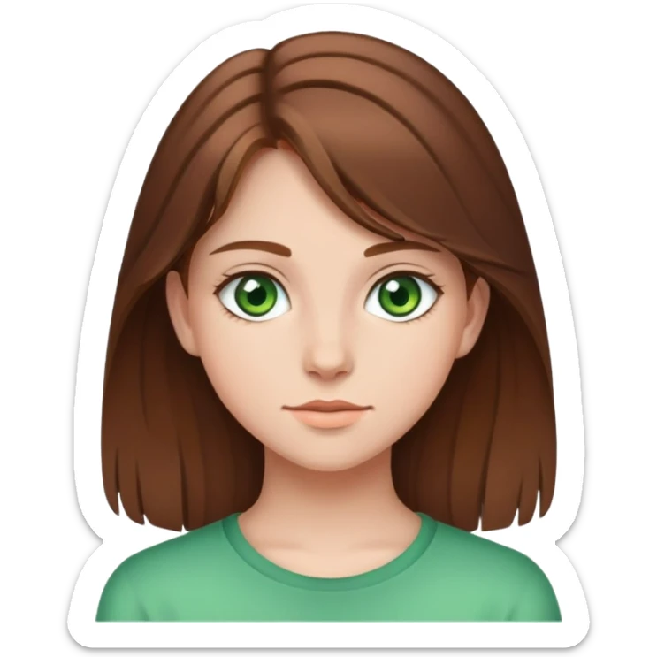 17 year old girl with brown hair and green eyes sticker