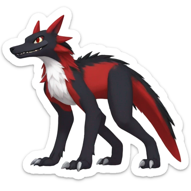 Anthro Cute cool black red nargacuga sergal animal hybrid Fakemon full body sticker