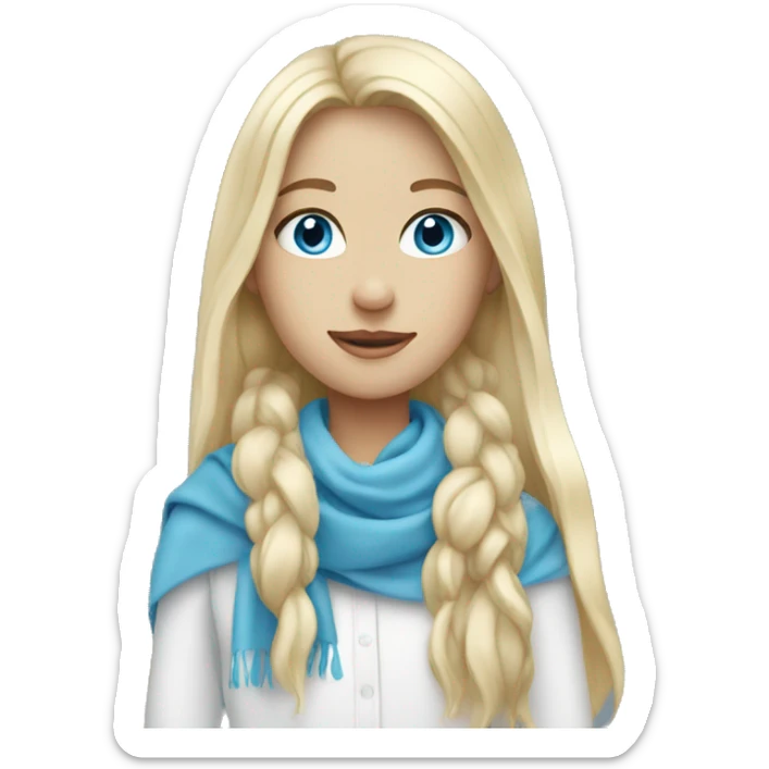 Blonde girl with long hair blue eyes with a white scarf on sticker