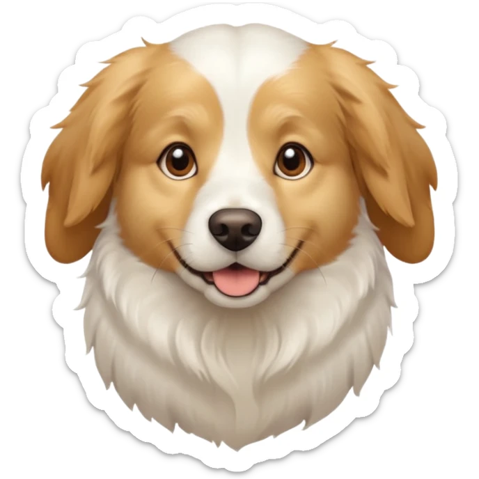 White dog with brown eyes and some long white body and white ears with brown spots curved on the sides sticker