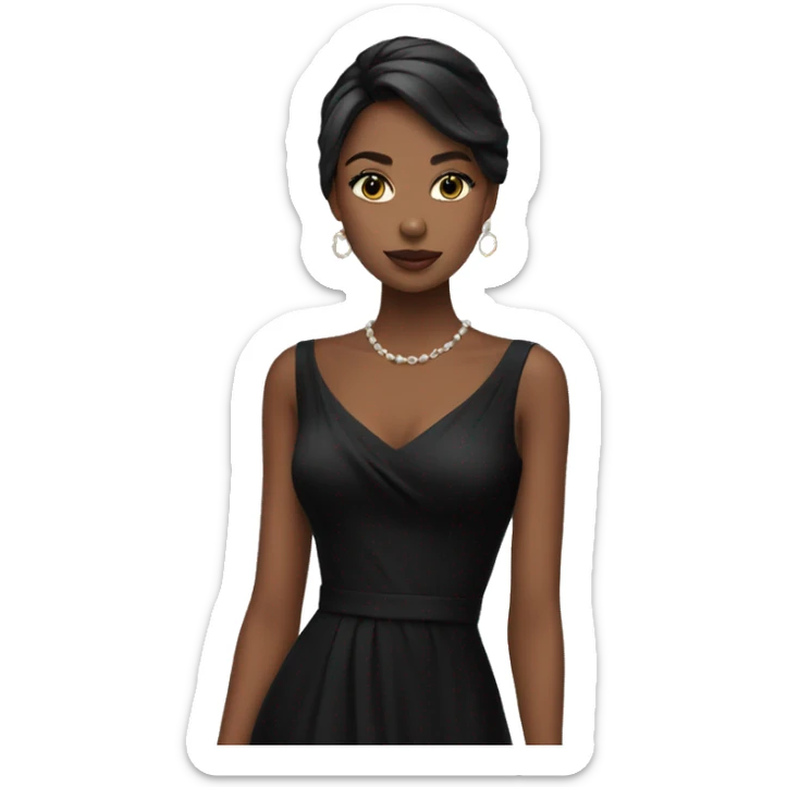 model in black dress sticker