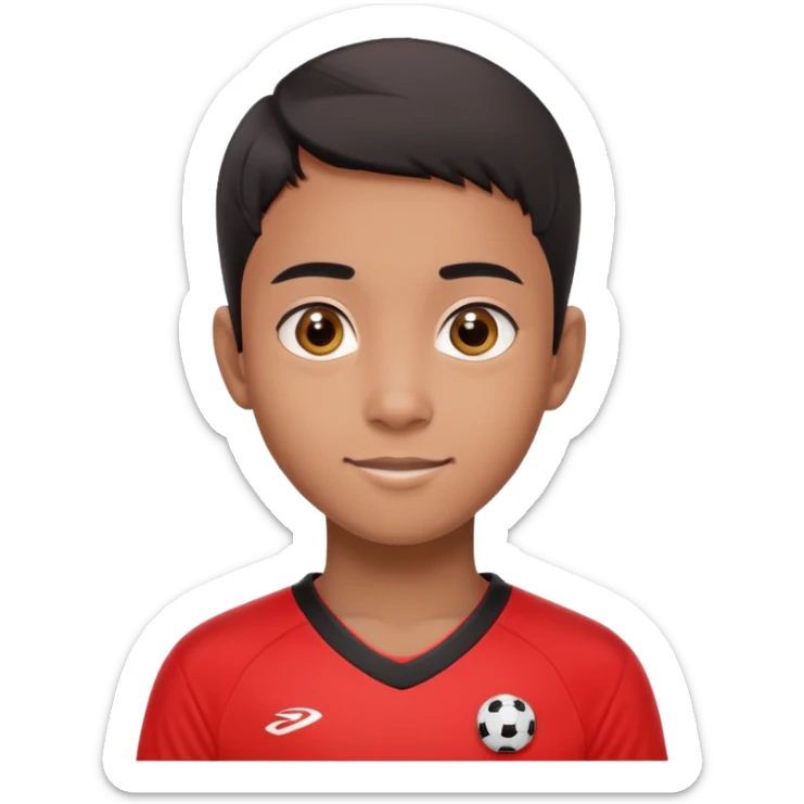- Nam
- 15 tuổi
- Da nâu
- Tóc ngắn, đen
- Mặt tròn, Cười mỉm, Mắt to
- Áo bóng đá màu đỏ
 sticker