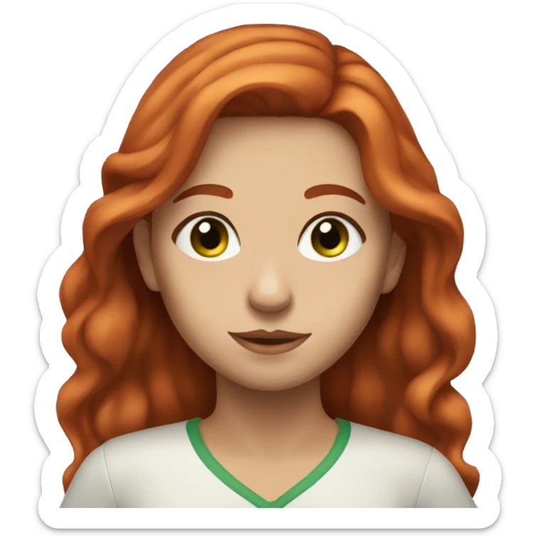 Girl with long red hair, green eyes and brown eyebrows  sticker