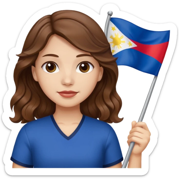 white girl wavy brown hair girl filipino flag sticker