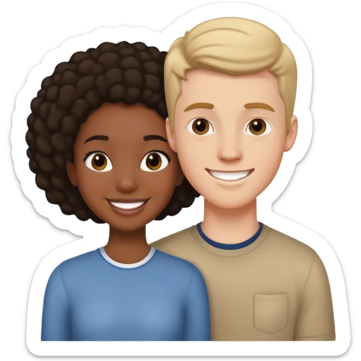 Teenage Interracial couple of a black woman and white man sticker