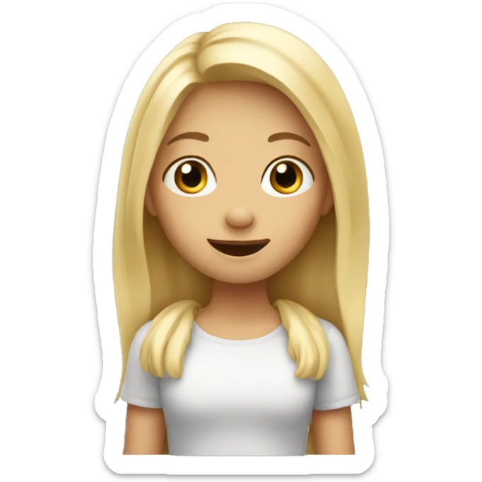 blond girl showing hi  sticker