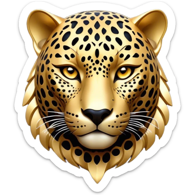 Cinematic Noble Jaguar Portrait Emoji, Poised and elegant, with a sleek, muscular build adorned with striking rosette patterns and intense, focused eyes, Simplified yet sharp and sophisticated features, highly detailed, glowing with a soft, wild luminescence, high shine, intelligent and graceful, stylized with an air of untamed nobility, focused and alert, soft glowing outline, capturing the essence of a watchful guardian that feels as though it could step out of the screen with effortless authority! sticker