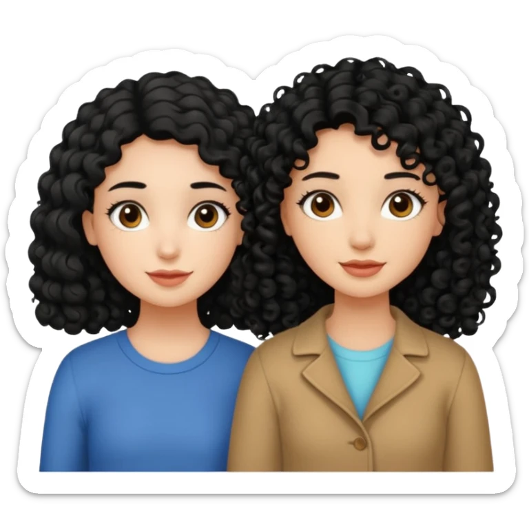 a pretty bratz fair girl with curly black hair with another girl bestfriend. Seconc girl has straight hair and is tan sticker