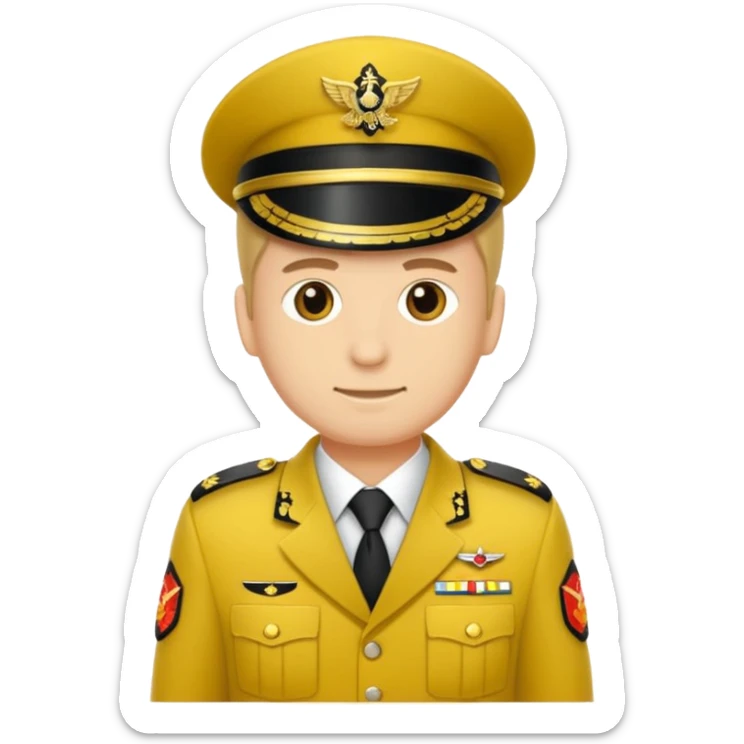 Eine salutierenden Emoji (Hautfarbe: gelb ) in Armee Klamotten männlich salutierend sticker