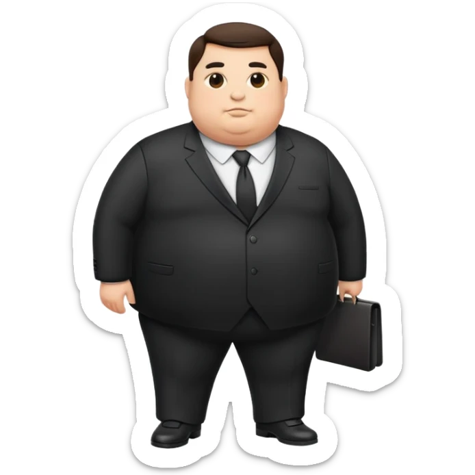 photorealistic full-length fat official in a black suit sticker
