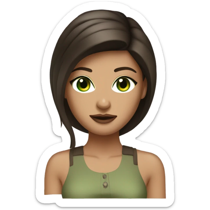 baddie brunette with green eyes and beige skin hot outfit sticker