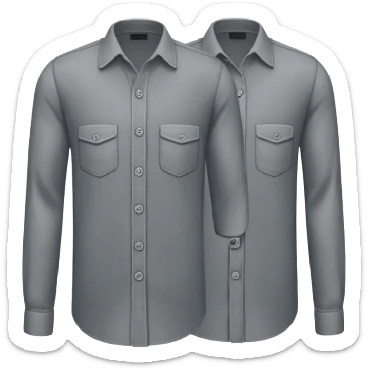 Duas camisas sociais de botão manga longa em tons de cinza, sem ninguém usando, somente camisa  sticker