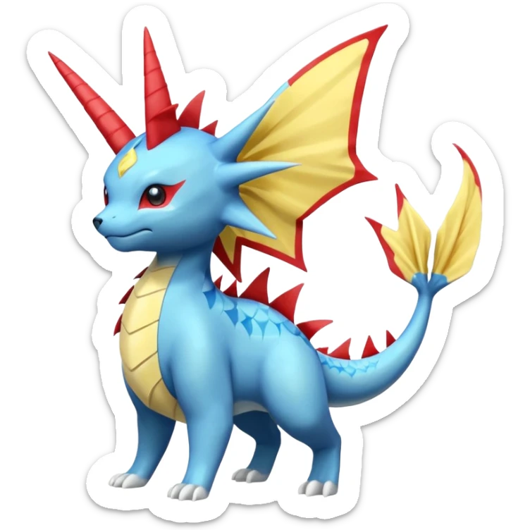 Manectric-Vaporeon-Salamence-Electrike-Furfrou-koi-Fakemon-fusion, full body sticker