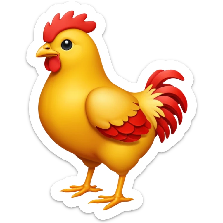 I’d like you to create a chicken emoji with red wings and red legs, while the rest of its body should be yellow.
 sticker
