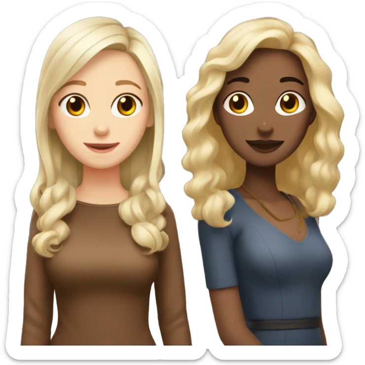 1 lady with ash blonde hair and 1 lady with brown hair madly in love sticker