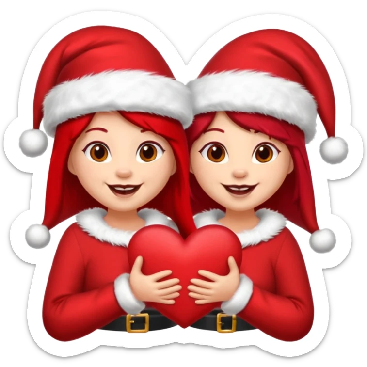 Make an emoji of a couple but as Santa Claws and female Santa Claws with hearths sticker