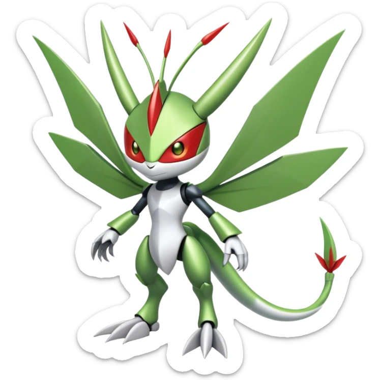 Cute Cool Edgy Shiny Ethereal Legendary Kartana-Digimon-Scizor-hybrid full body sticker