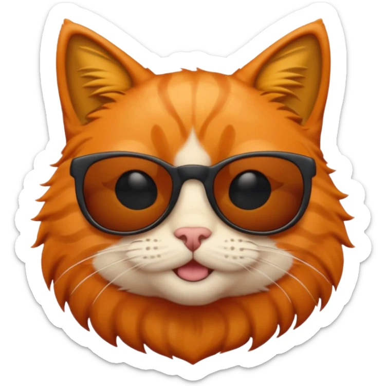an emoji that is a ginger cat with black cool sunglasses and the lenses are tinted black sticker