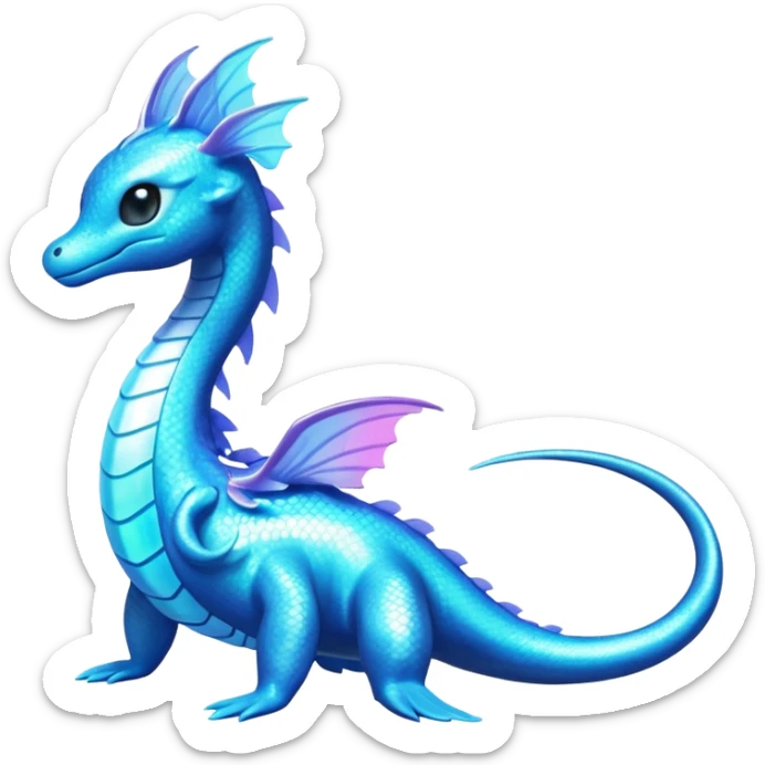 Shiny Sparkly Iridescent Bioluminescent Glowing Lumineon-Amaura-Purloin-Dragonair-Fakémon-hybrid-creature (full body)  sticker