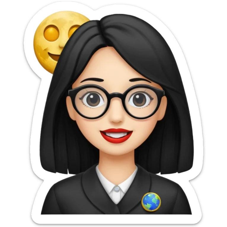 Genera emogis de 4 cuatro enfermeras de cabello negro largo, entre ellas que una tenga lentes y otra un lunar encima de los labios sticker