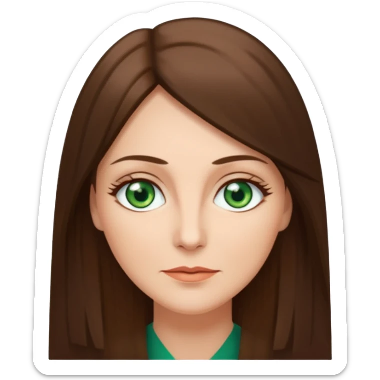pretty middle age woman with green eyes and long straight ash-brown hair  sticker