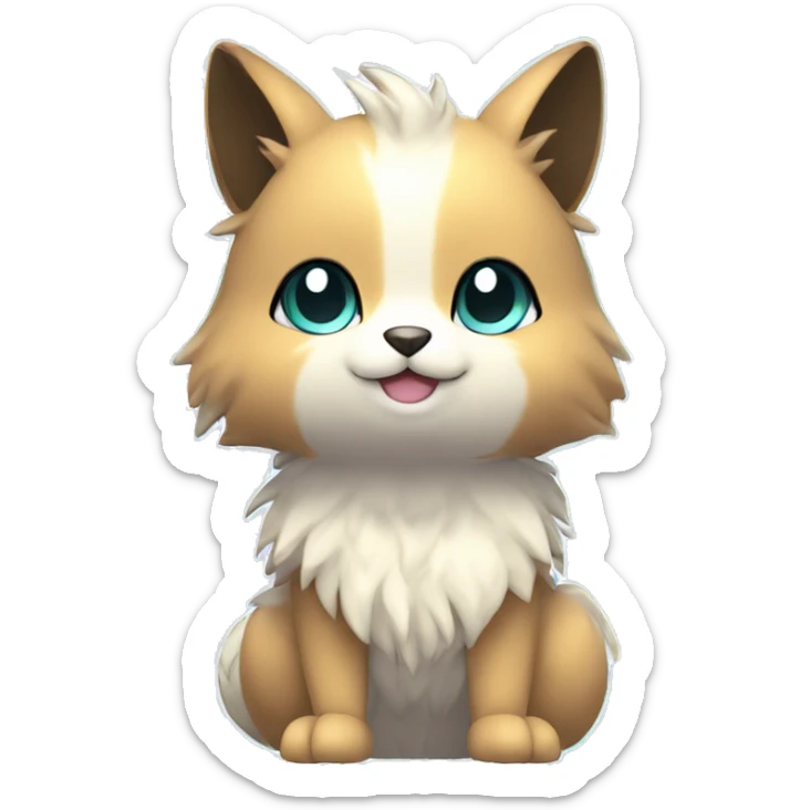  High quality detailed Cute Cool Kawaii stylish Pretty Chibi Fur-Sona Shiny Colorful Sparkly Fakemon Full Body sticker