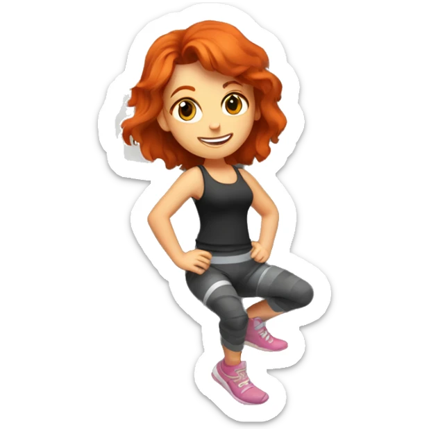 A redhaired girl in a tank top and leggings climbing an indoor rock wall sticker