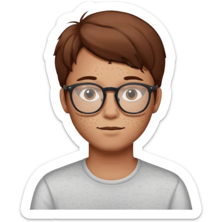 My boyfriend, brown hair, glasses, freckles, cute as a cat sticker
