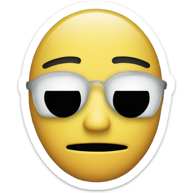 An emoji-style image of a sad face holding a smiling mask in front of it. The background is black. sticker