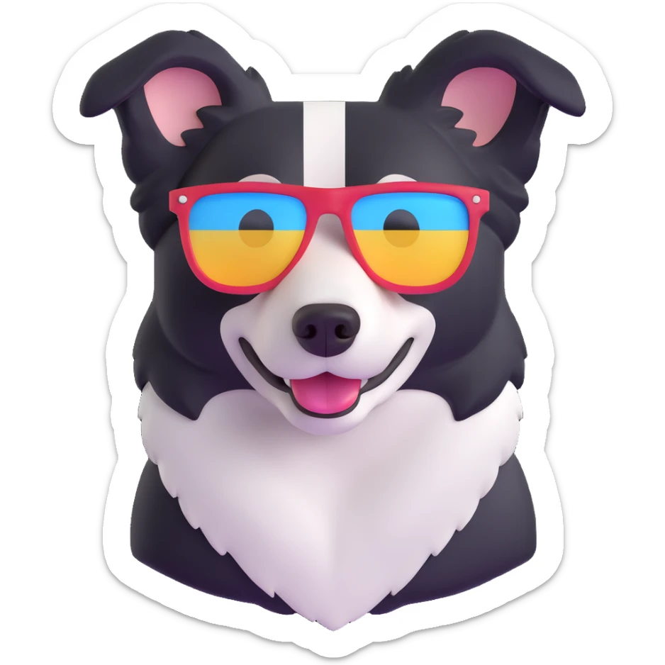 border collie wearing sunglasses sticker