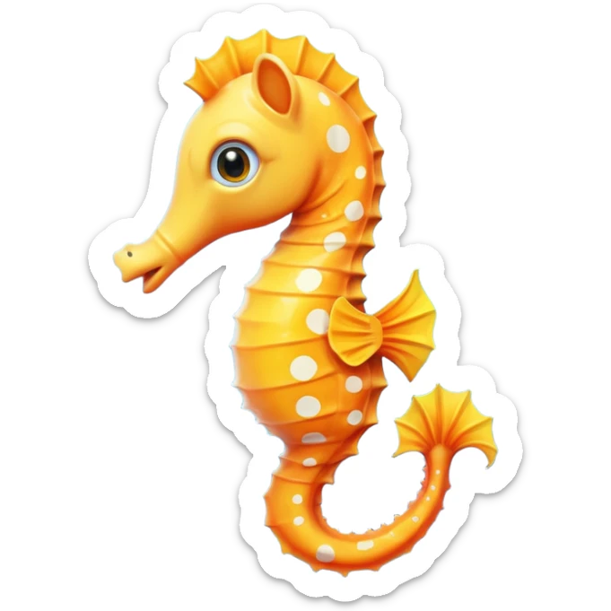 olorful cartoon-style seahorse. 🪸

It’s primarily orange with yellow and white spots along its body. The seahorse has a large blue eye, a curled tail, and a pinkish fin on its back. Its design is cute and stylized—similar to what you’d find in children’s illustrations, stickers, or emoji-like art sticker