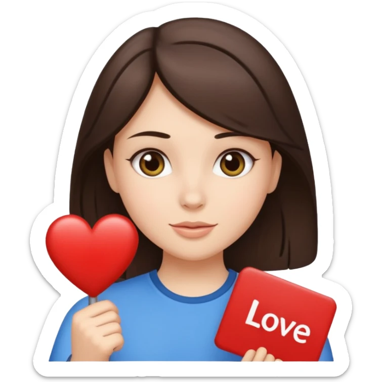 brunette girl holds a sign in her hand that says "I love Sami" sticker