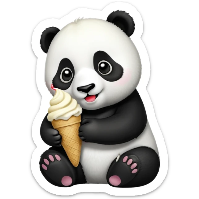 Panda eating ice cream sticker