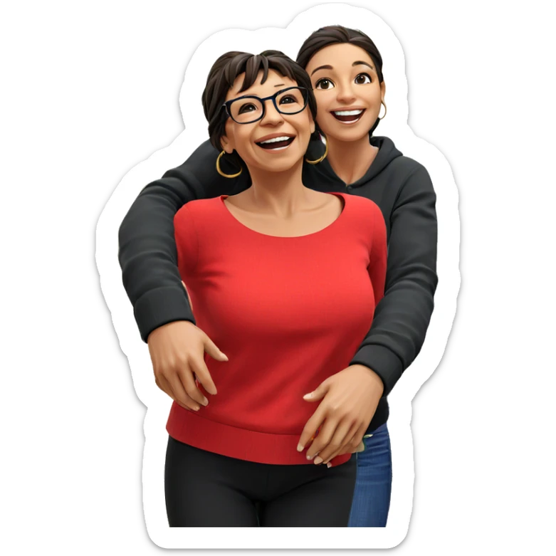 smiling girl with christmas joy sticker