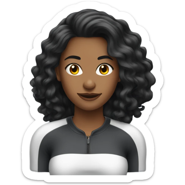 A really pretty woman long black blowdried hair wearing a gym outfit  sticker