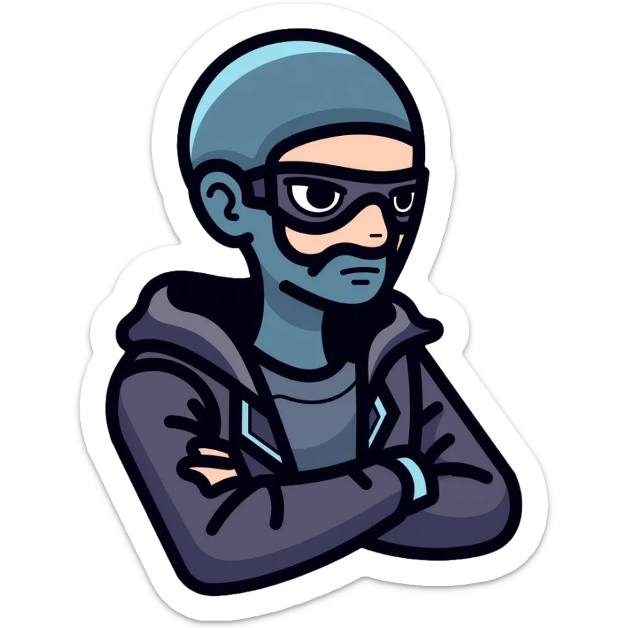 Squid Game front man with black mask and coat sticker