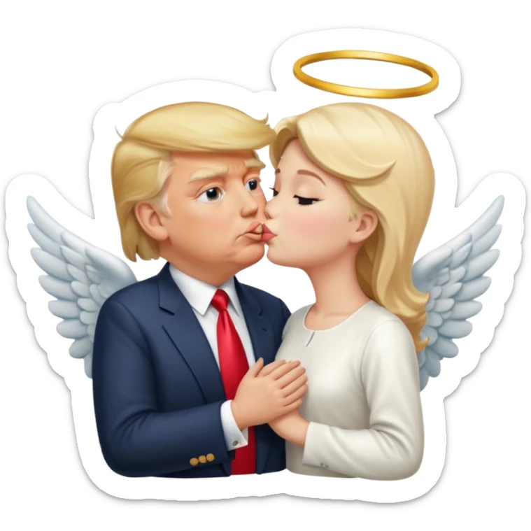 Donald Trump kissing Hitler but hitler is an angel sticker