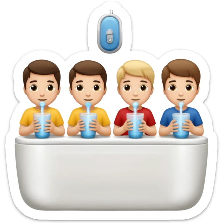 varios meninos sentado no vaso sanitário de um banheiro publico  sticker