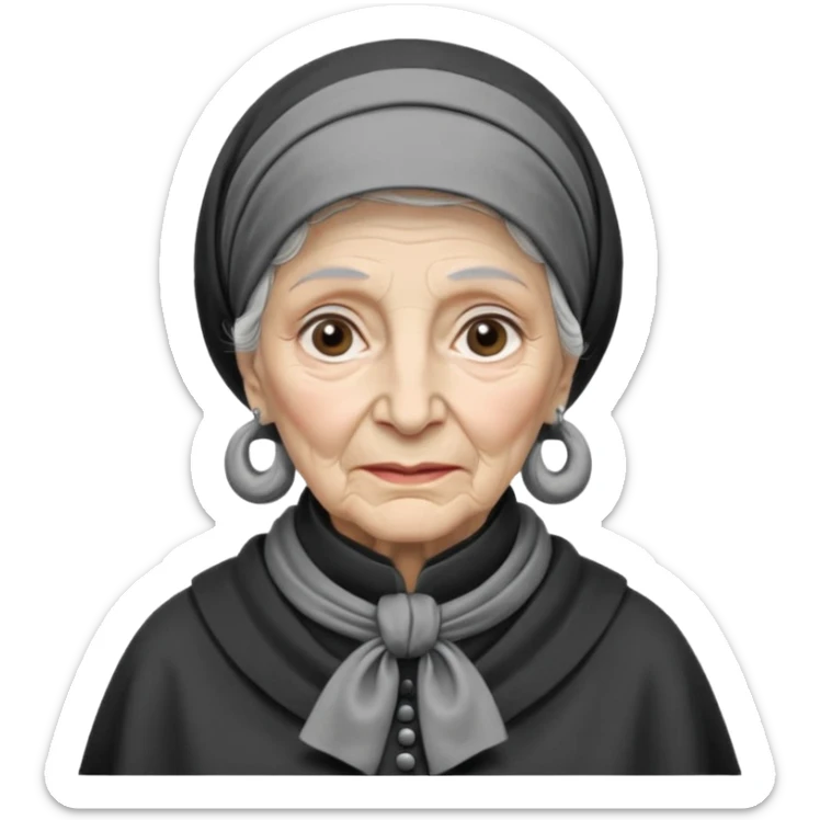 orthodox jewish woman with kerchief tied by neck circa. 1890 make into greyscale elderly sticker