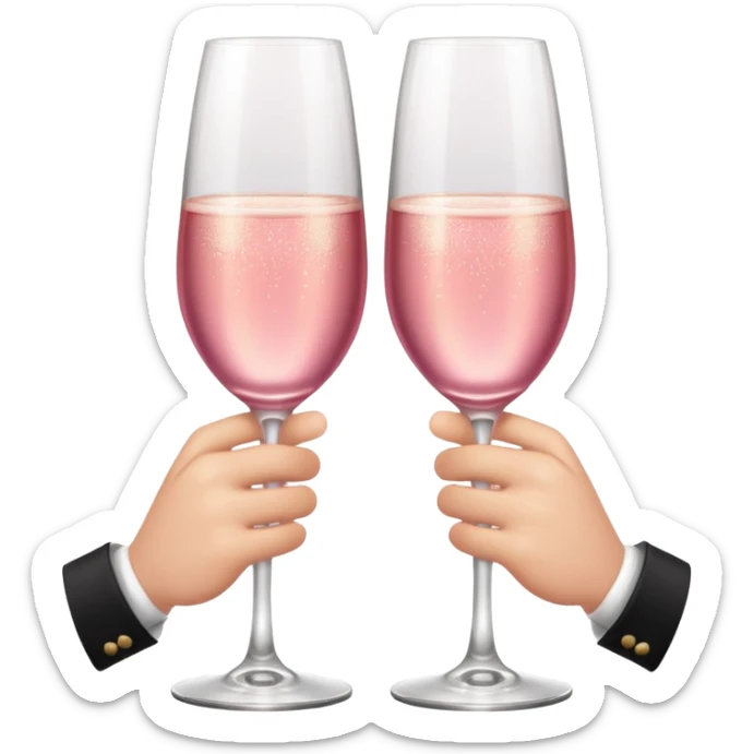 champagne glasses with pink champagne giving cheers with two hands five fingers sticker