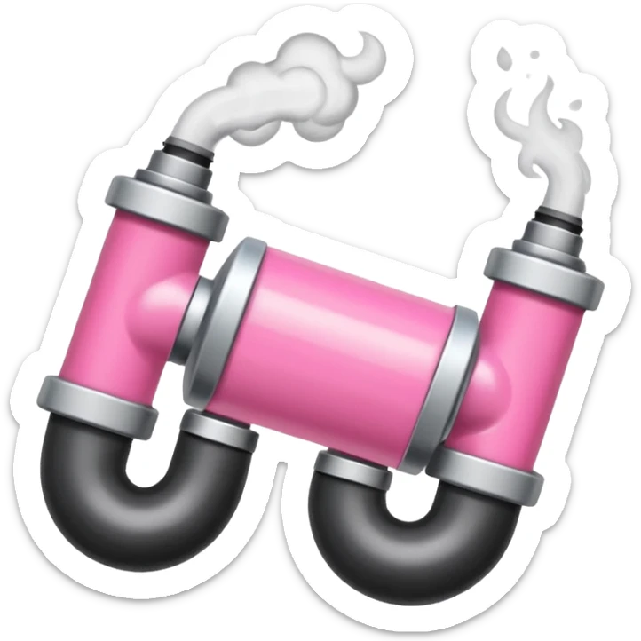 Dos tubos de ensayo diferentes con líquido rosa y otro con líquido negro, y humo. sticker