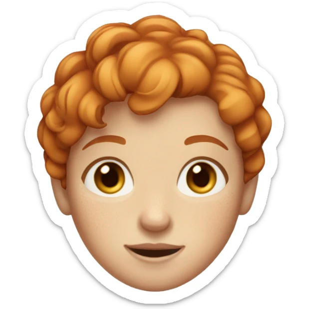 Ginger girl with short hair and freckles with brown eyes sticker