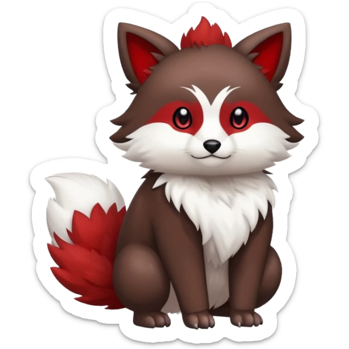 Cute cool white red dark-brown animal hybrid Fakemon full body sticker